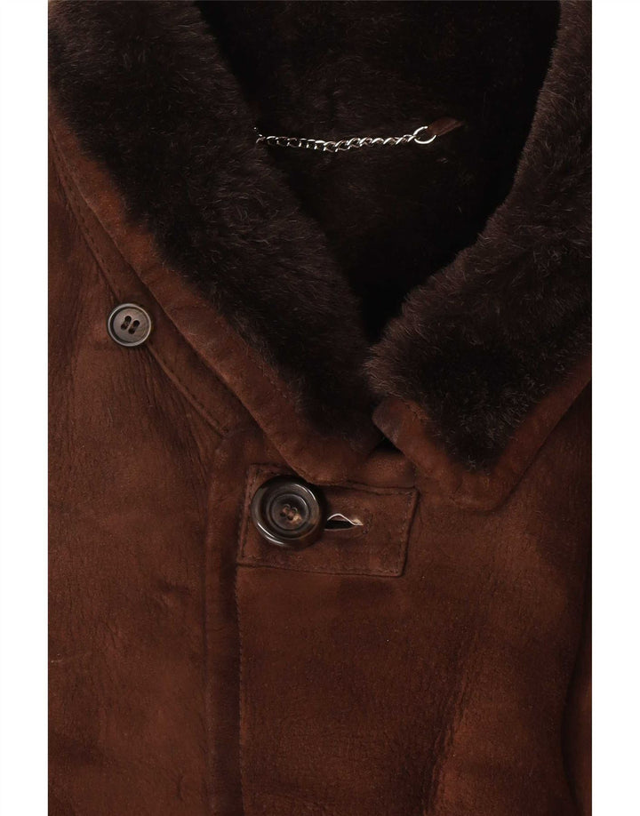Mabrun Veste en peau de mouton pour homme IT 56 3XL Marron