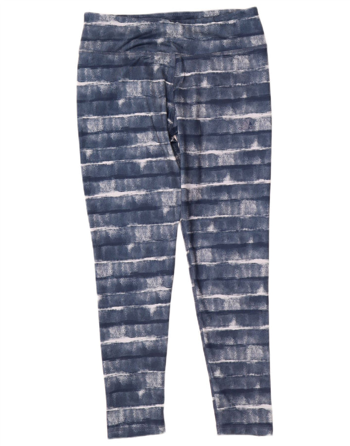 Adidas Femmes Climalite Leggings UK 12/14 Bleu Moyen Rayé Polyester