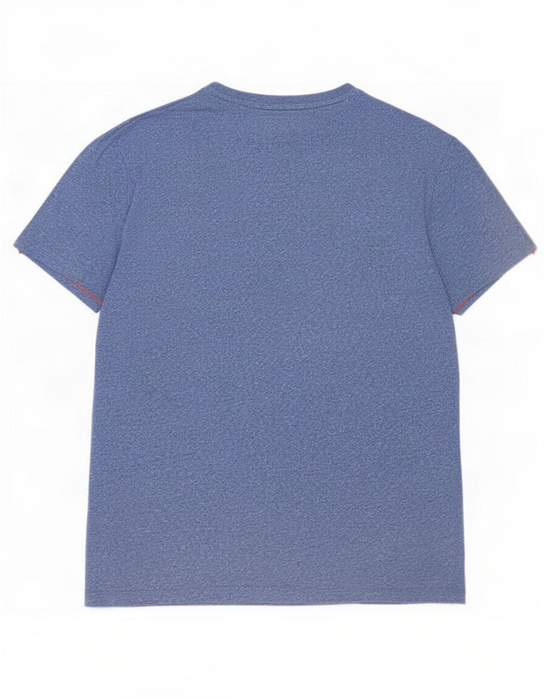 Superdry Homme T-Shirt Top Large Bleu Moucheté