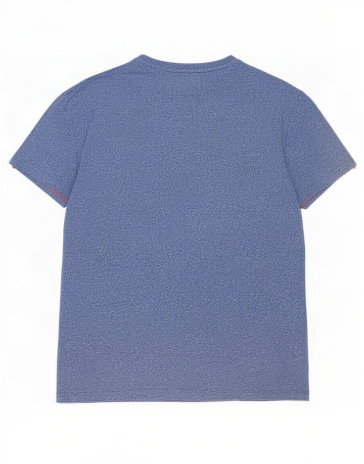 Superdry Homme T-Shirt Top Large Bleu Moucheté