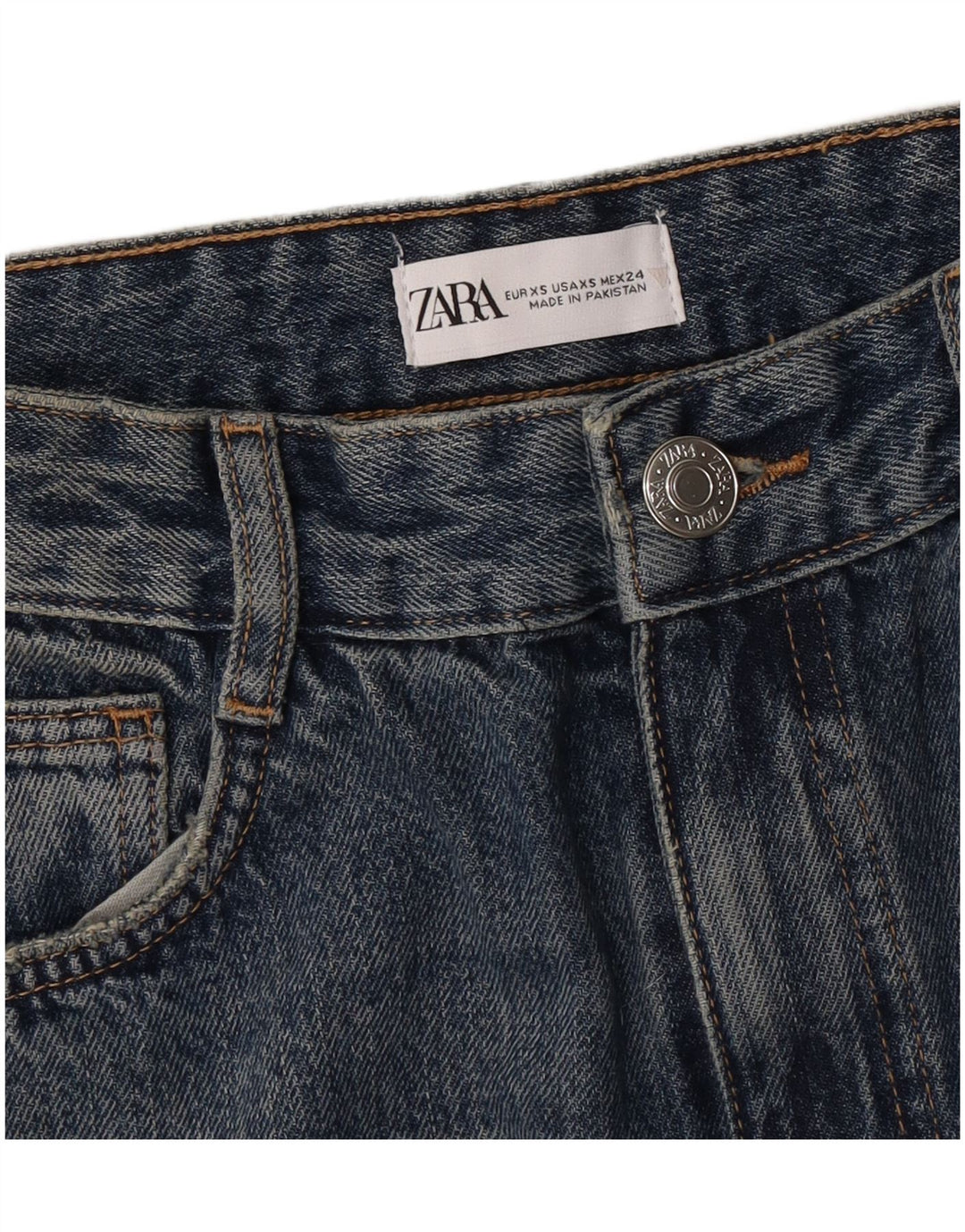 Zara Femme Jupe En Jean XS W24 Bleu