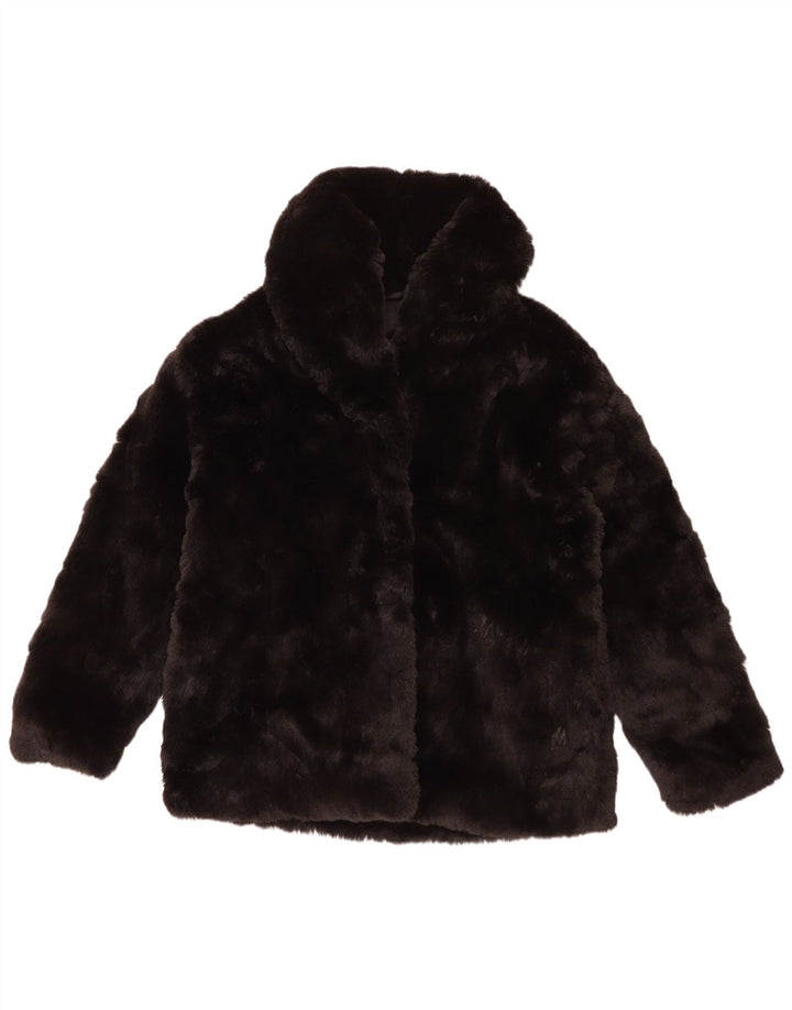 Zara Veste en fausse fourrure pour femme UK 14 Large Noir Polyester
