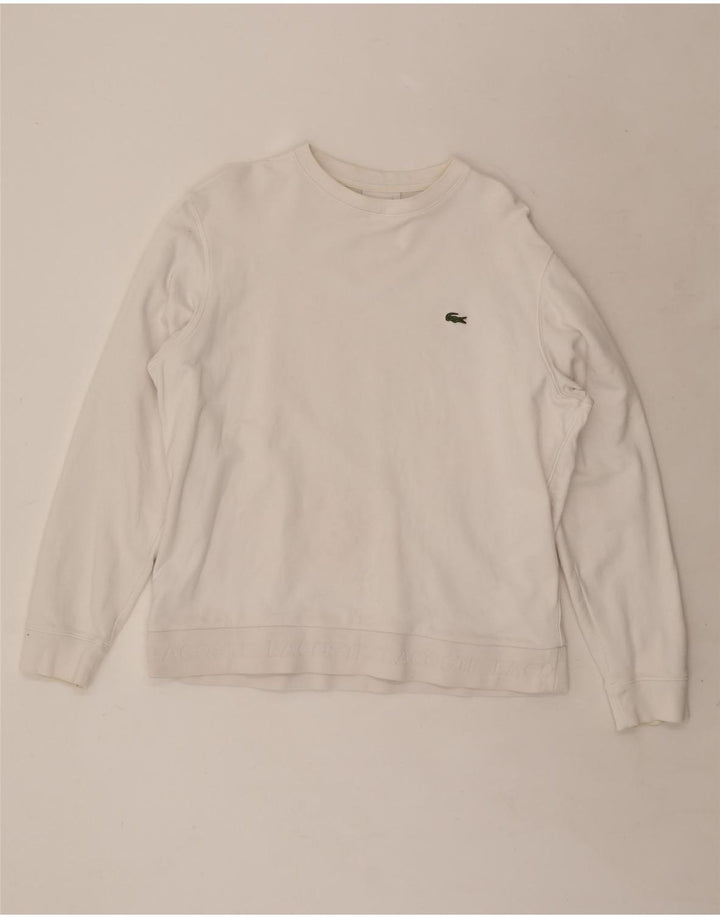 LACOSTE Homme Sweatshirt Jumper Taille 6 XL Coton Blanc