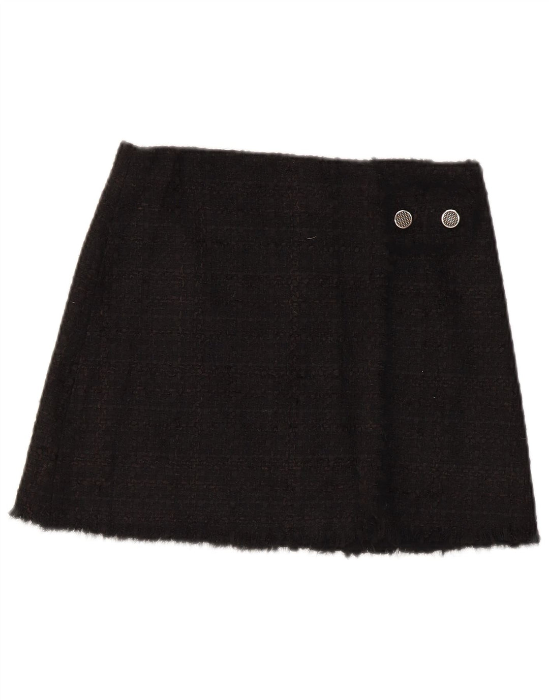 Zara Femme Mini Jupe Petit W26 Acrylique À Carreaux Noir