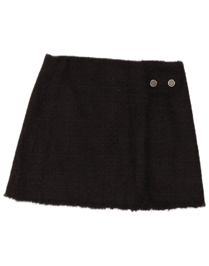 Zara Femme Mini Jupe Petit W26 Acrylique À Carreaux Noir