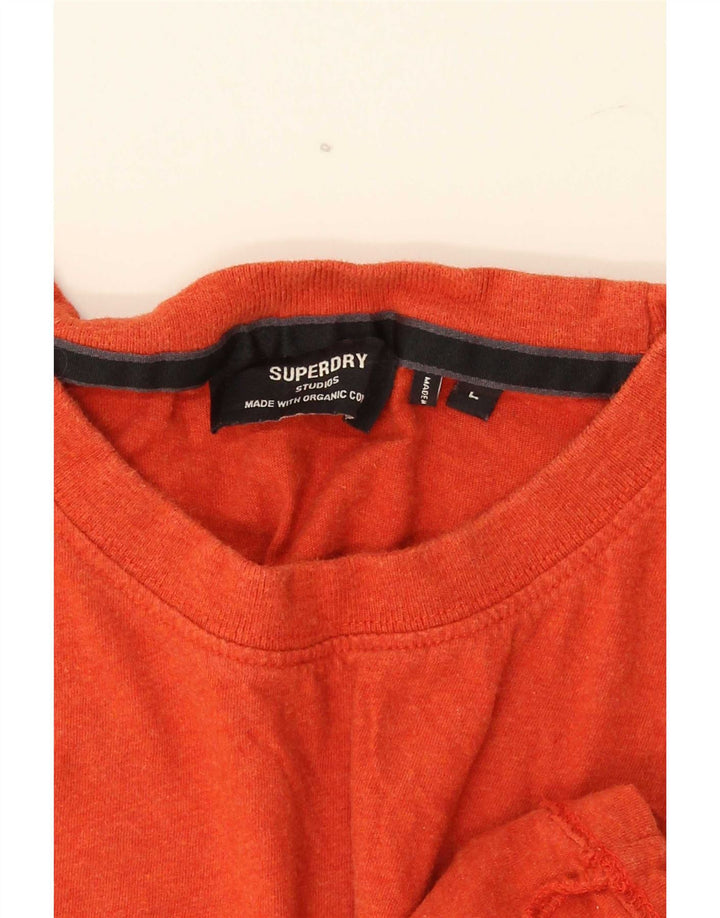 Superdry Homme T-Shirt Top Large Rouge Coton