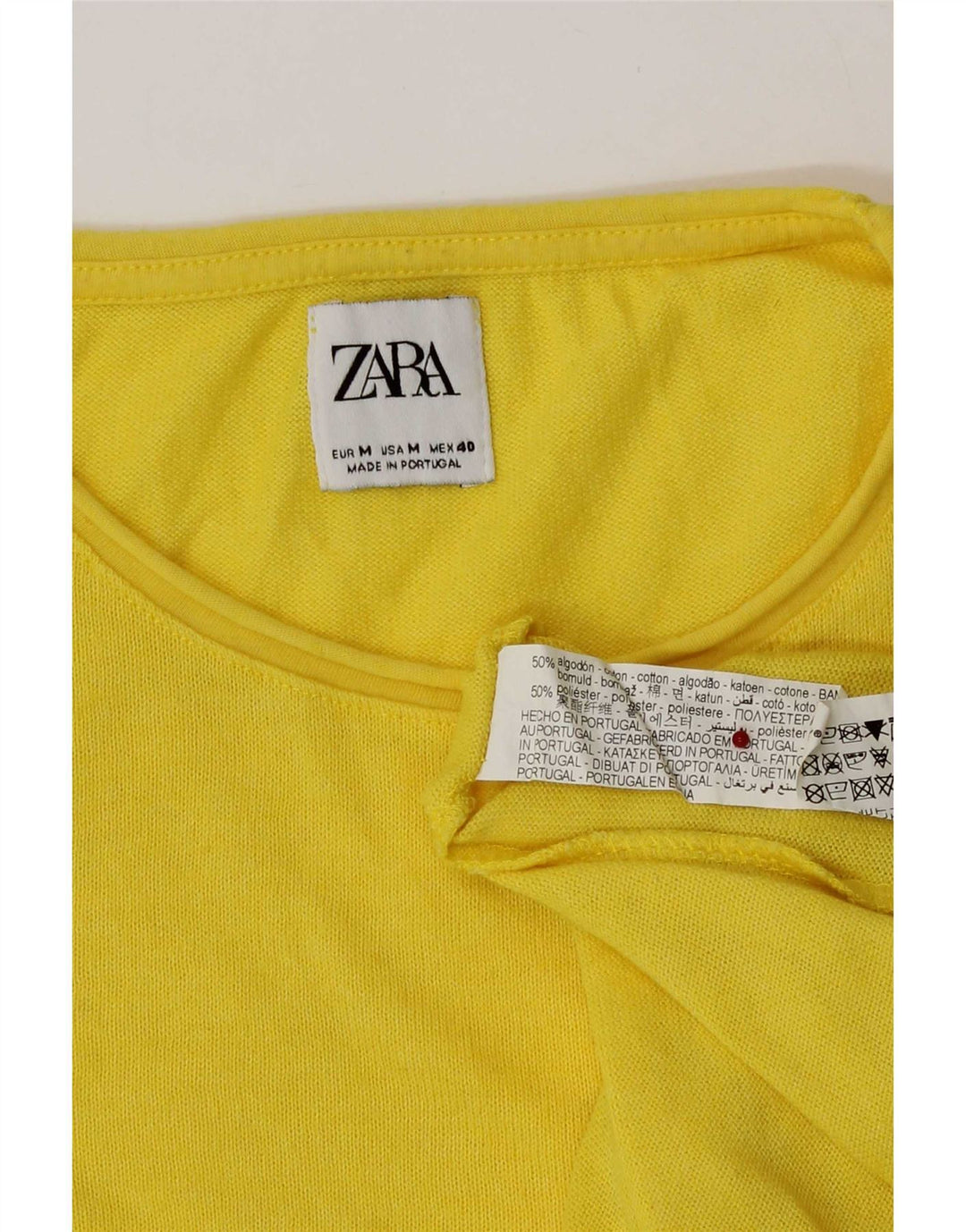 Zara Homme T-Shirt Top Jaune Moyen Coton