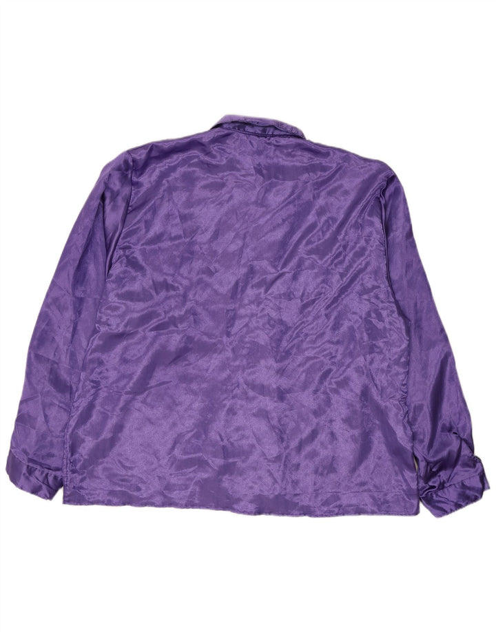 vintage Femmes Volant Avant Chemise Blouse IT 56 4XL Violet Polyester