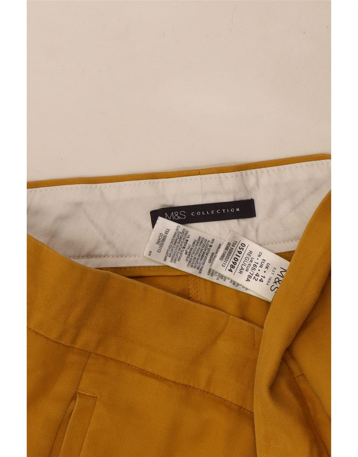 Marks & Spencer Pantalon court régulier pour femme UK 14 Medium W34 L24 Jaune