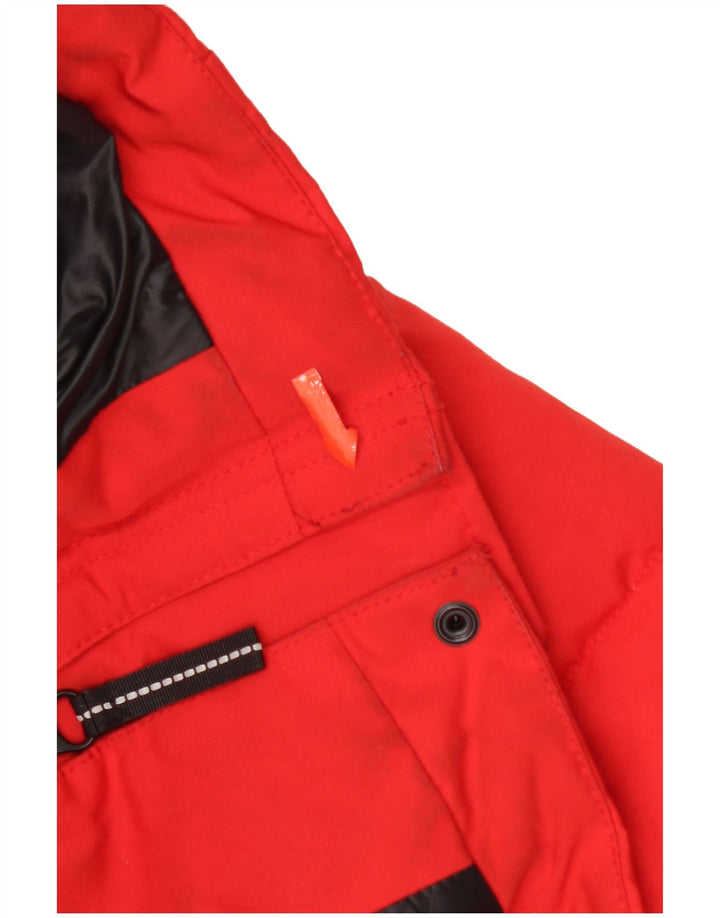 Superdry Manteau rembourré à capuche pour femme UK 8 Small Rouge Polyester