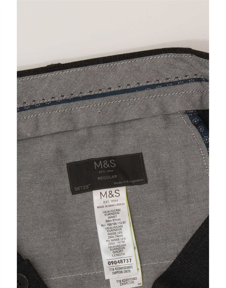 Marks & Spencer Pantalon Chino Coupe Regular Homme W38 L29 Gris Polyester