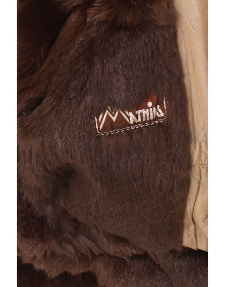 Veste Shearling Femme Vintage UK 14 Kaki Moyen