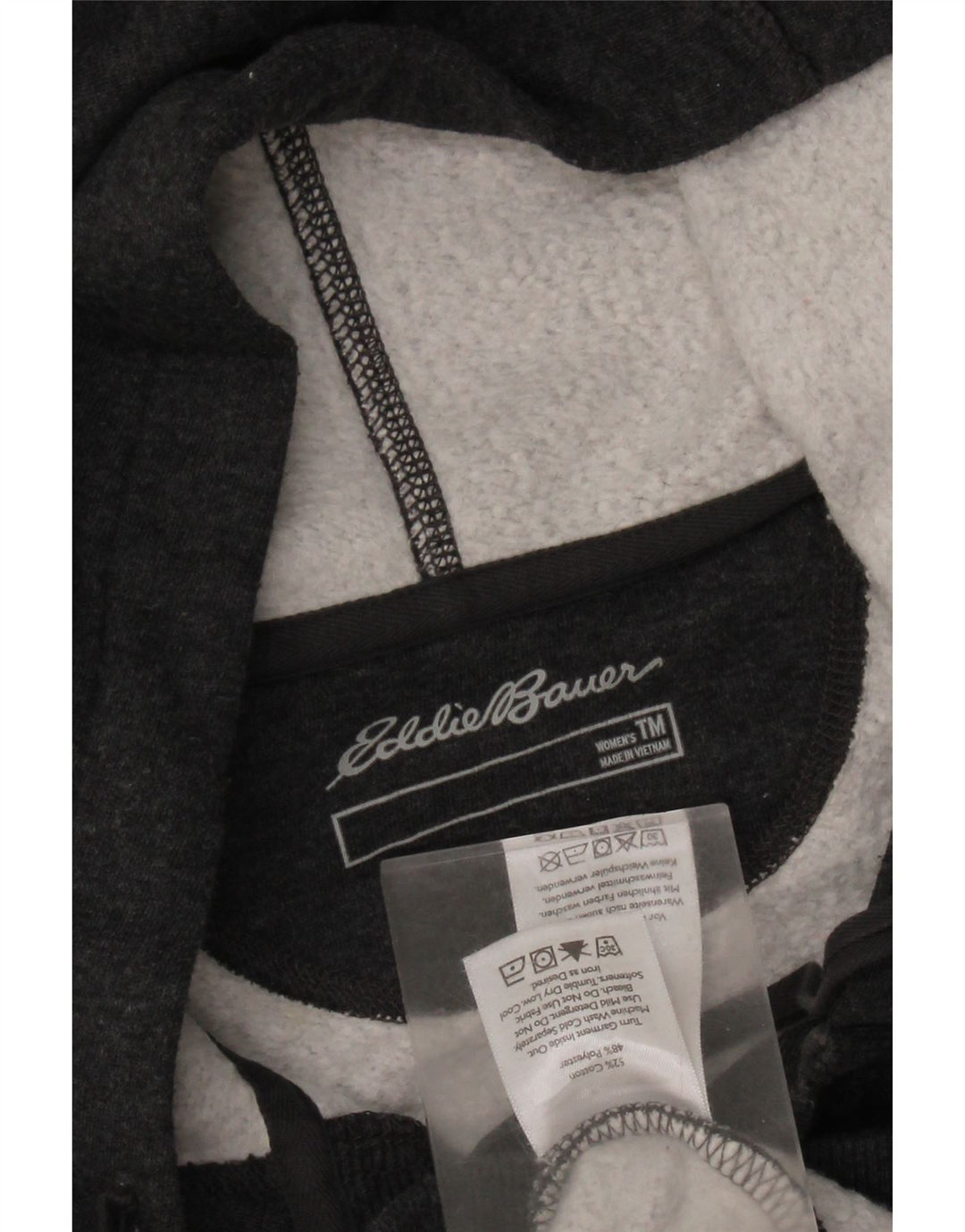 EDDIE BAUER Pull à capuche à col boutonné pour femme UK 14 Gris moyen Coton