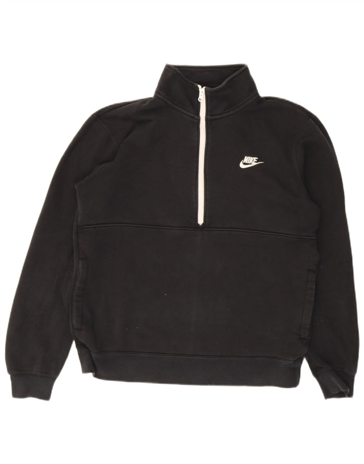 Nike Sweat-shirt à col zippé pour homme en coton noir moyen