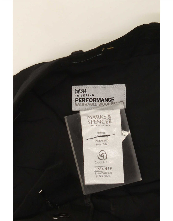 Marks & Spencer Pantalon de costume droit pour homme W30 L33 Noir Polyester