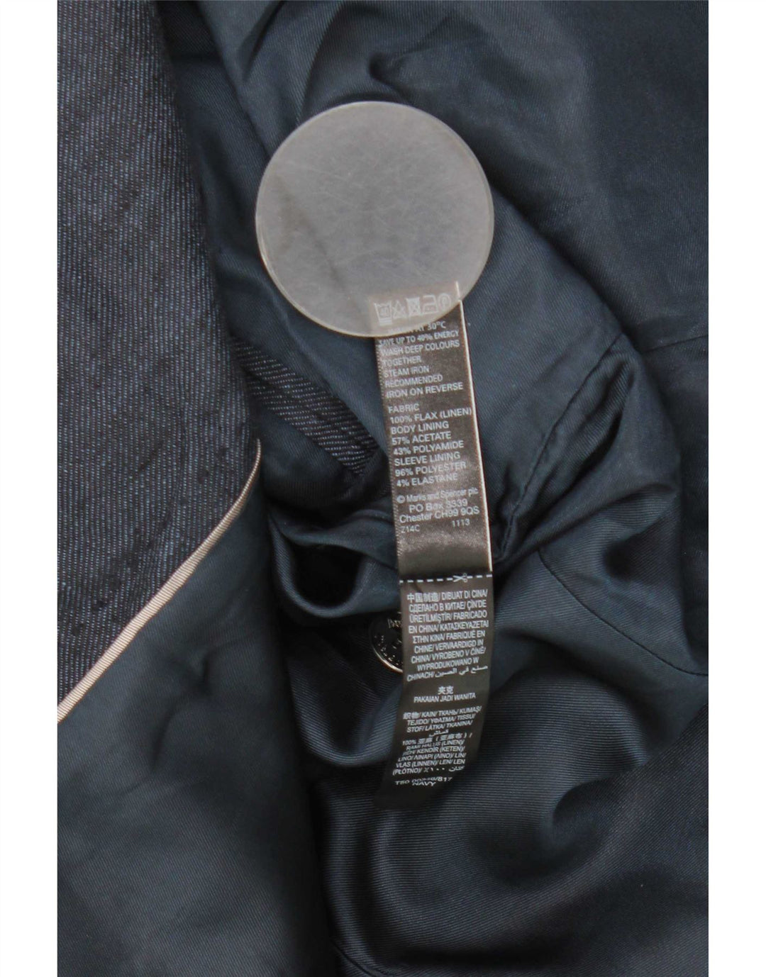 Marks & Spencer Veste blazer autographe pour femme UK 12 Bleu marine moyen