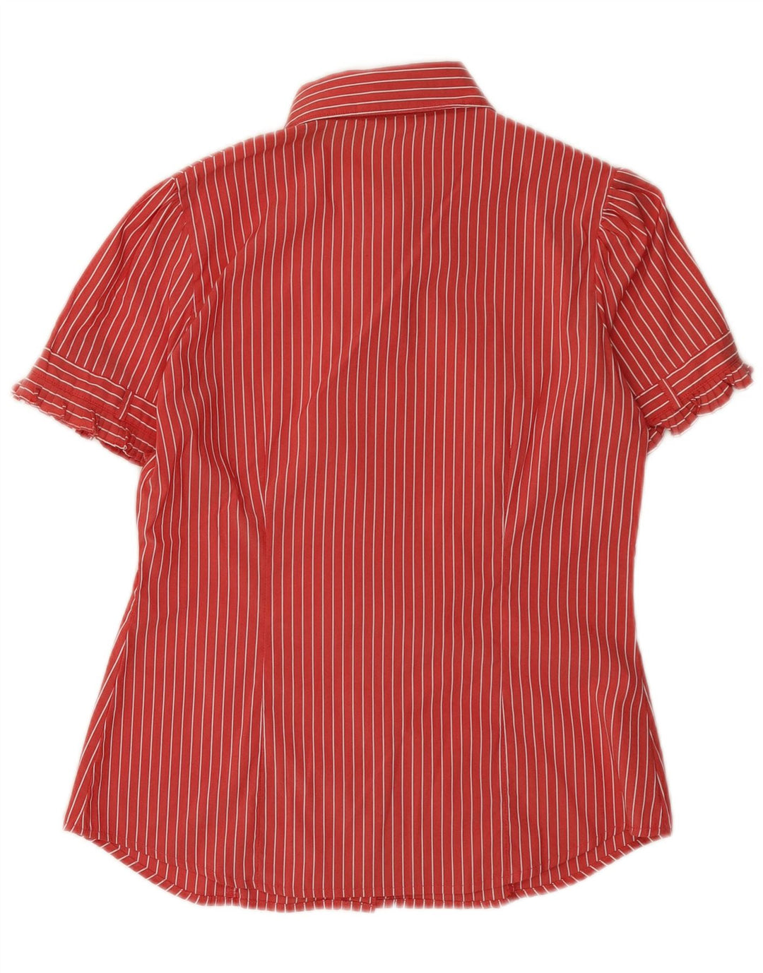 BENETTON Chemise à manches courtes pour femme UK 14 Medium Red Pinstripe