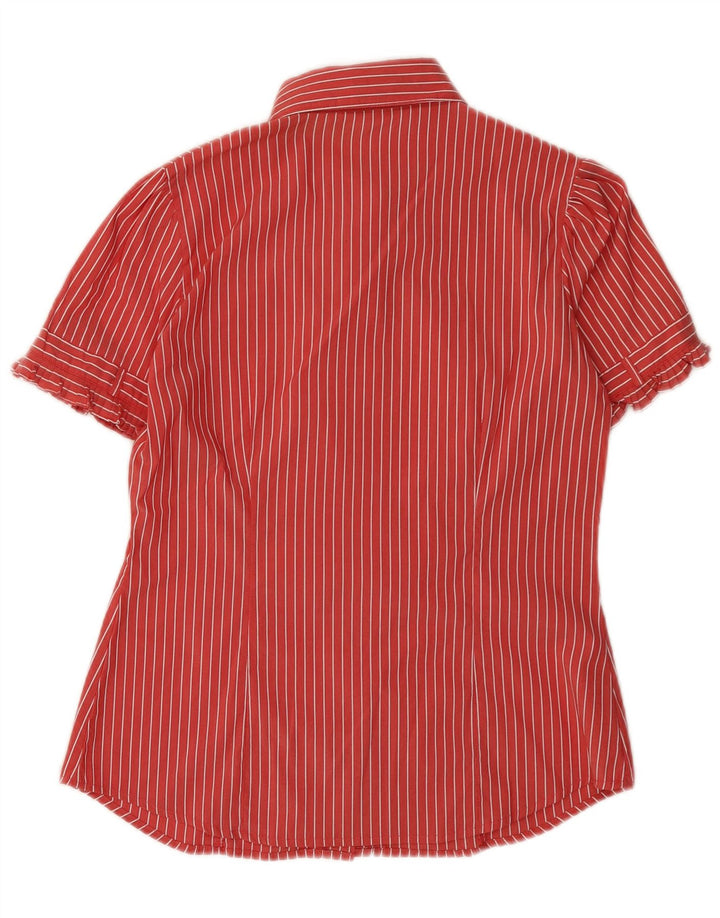 BENETTON Chemise à manches courtes pour femme UK 14 Medium Red Pinstripe