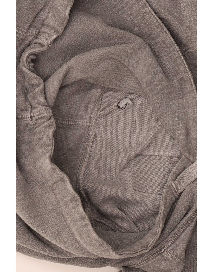 Pull à capuche graphique vintage pour hommes grand gris