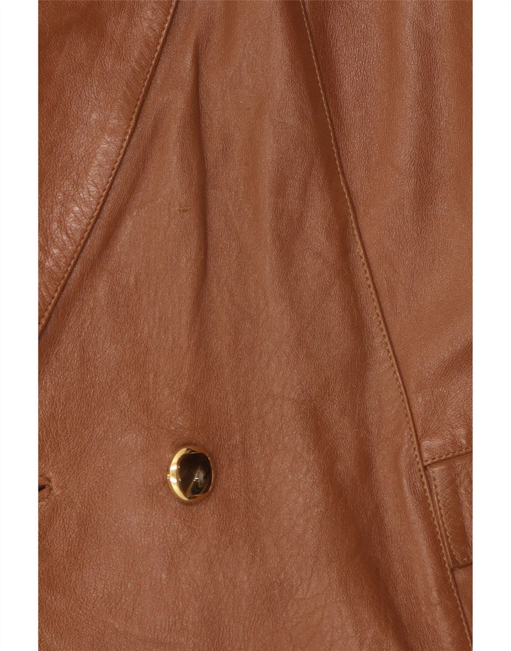 Anfor Veste blazer en cuir à double boutonnage pour femme IT 44 Marron moyen