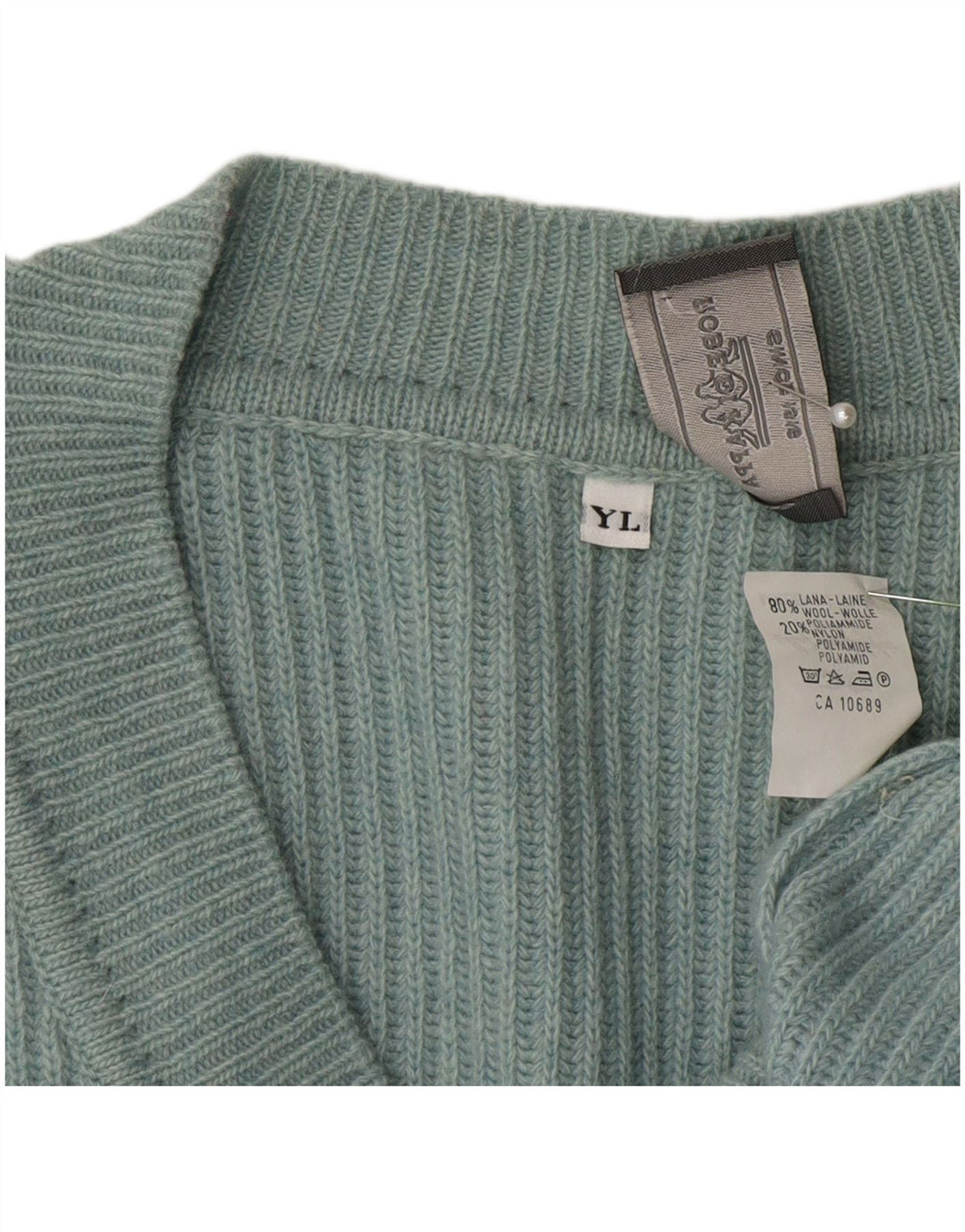 Kappa Pull col V pour homme en laine bleue Taille L