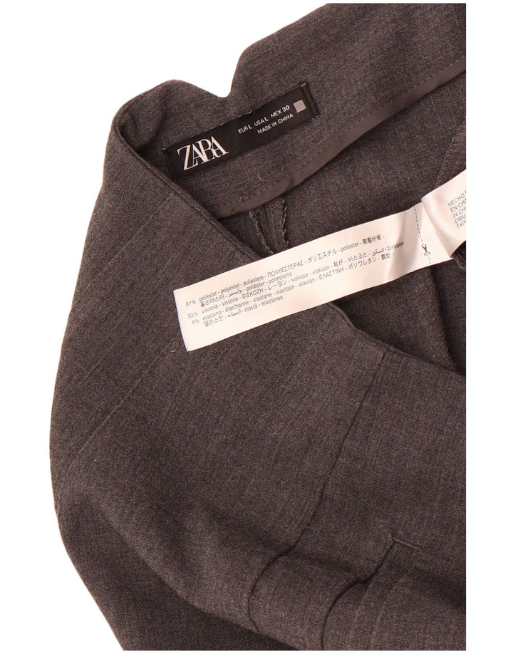 Zara Pantalon Chino Fuselé Femme Large W30 L26 Gris Polyester