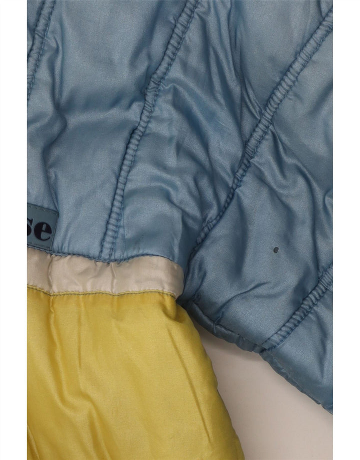 Ellesse Veste matelassée à capuche pour homme UK 38 Bleu moyen Nylon colour block