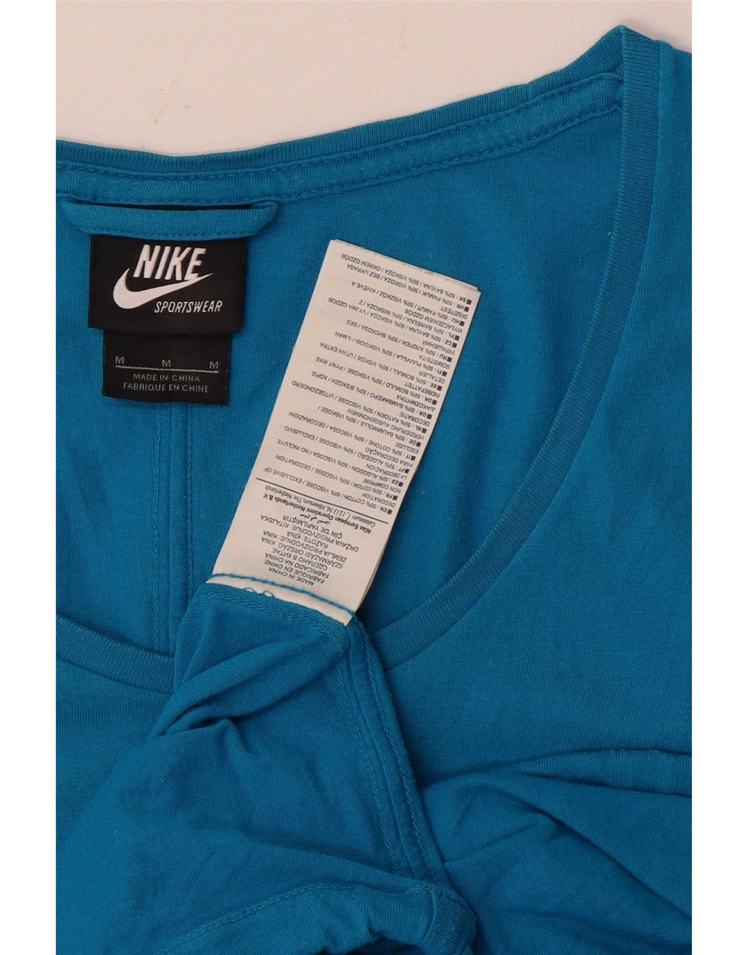 Nike T-Shirt Femme UK 14 Bleu Moyen Coton