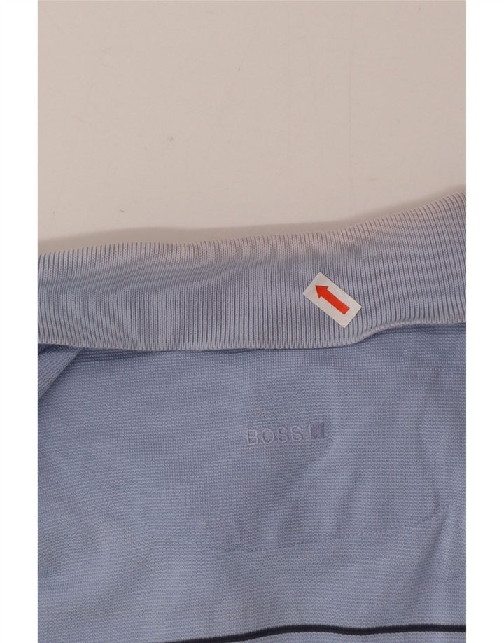 Hugo Boss Homme Polo Large Bleu Rayé Coton