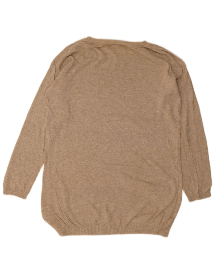 Marks & Spencer Pull graphique à col bateau pour femme UK 12 Beige moyen
