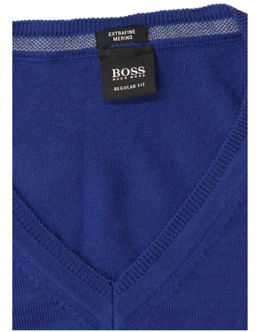 Hugo Boss Pull col V XL Bleu Laine Vierge Homme