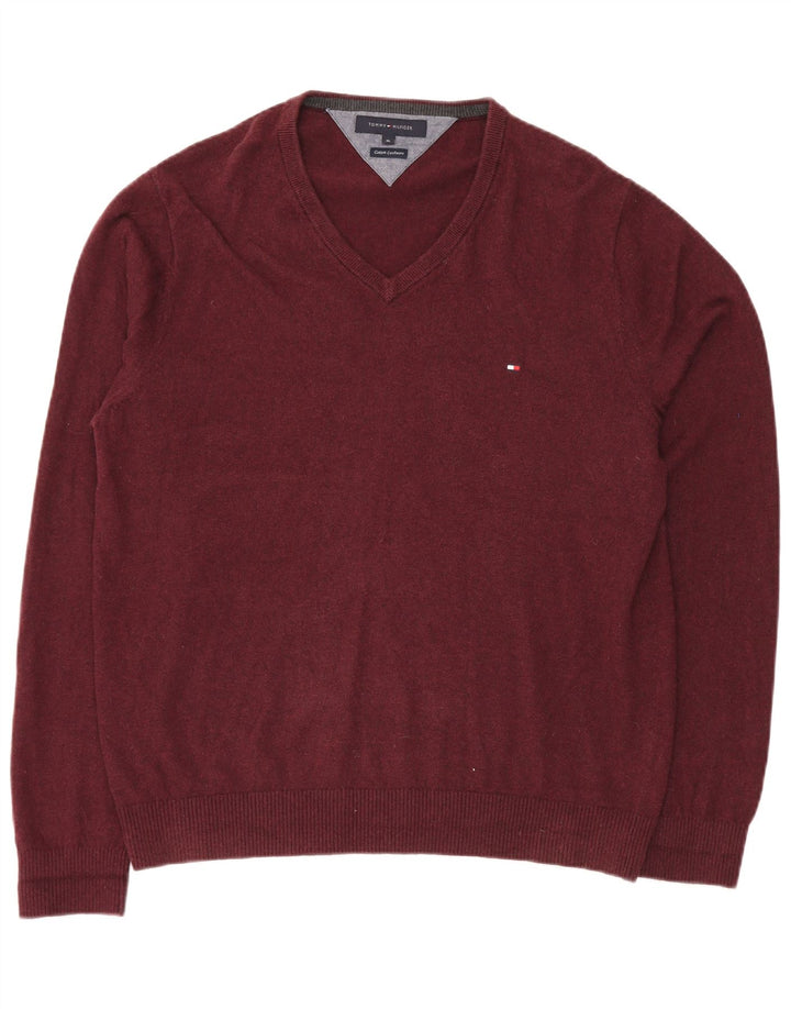 Tommy Hilfiger Pull col V pour homme XL en coton marron