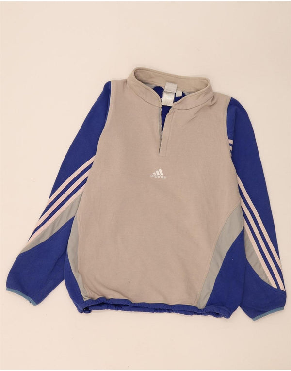 Adidas Pull Graphic Zip Neck Fleece Homme Gris Moyen Colorblock