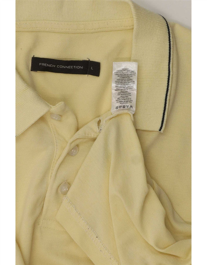 French Connection Polo Homme Large Jaune Rayé Coton