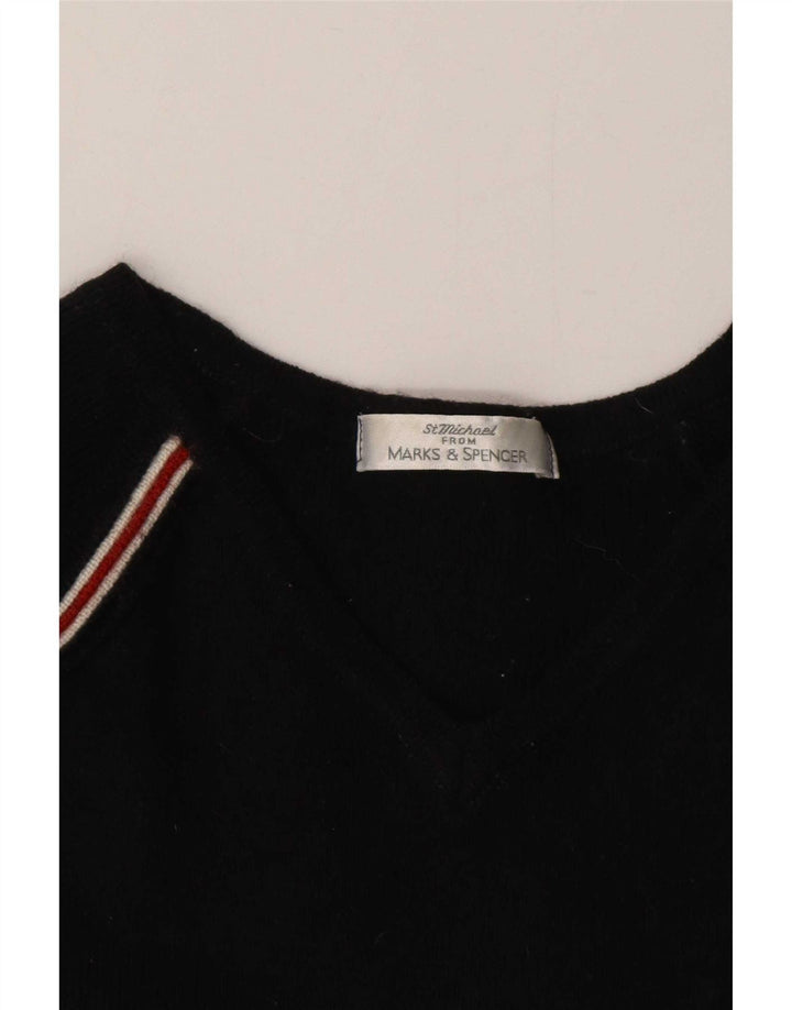 Marks & Spencer Pull col en V pour femme UK 8 Small Noir