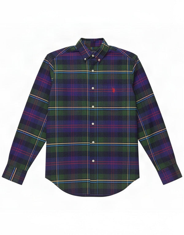États-Unis Polo Assn. Chemise pour homme en coton à carreaux multicolore moyen