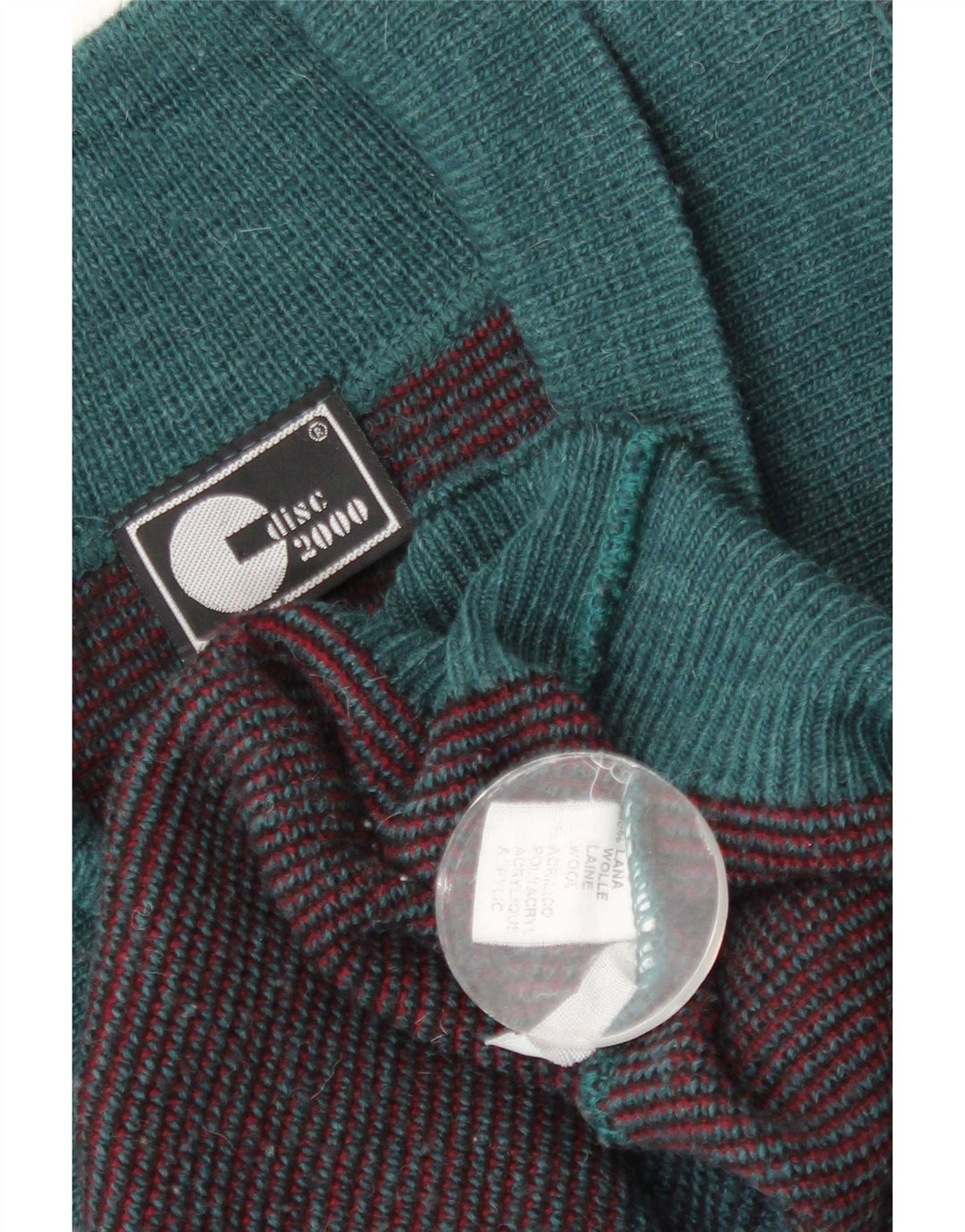 vintage Mens Cardigan Pull XL Vert Géométrique Laine