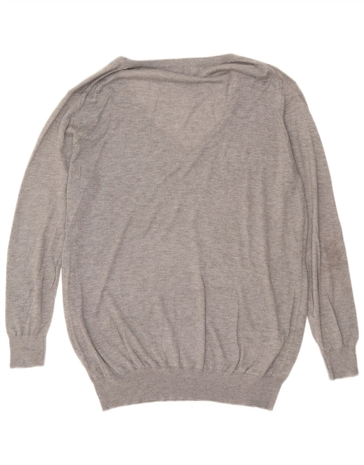 Zara Pull surdimensionné à col en V pour femme UK 14 Gris moyen
