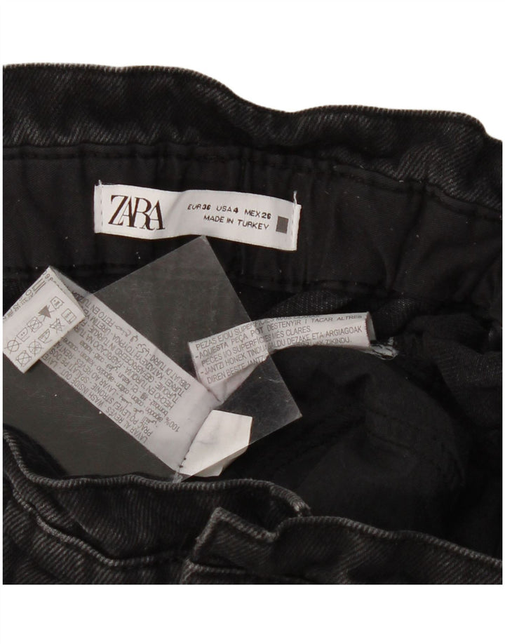 Jean fuselé taille haute ZARA pour femme EU 36 XS W26 L24 coton noir