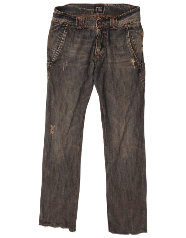 vintage Mens Jeans droits en détresse IT 44 XS W32 L30 Coton bleu