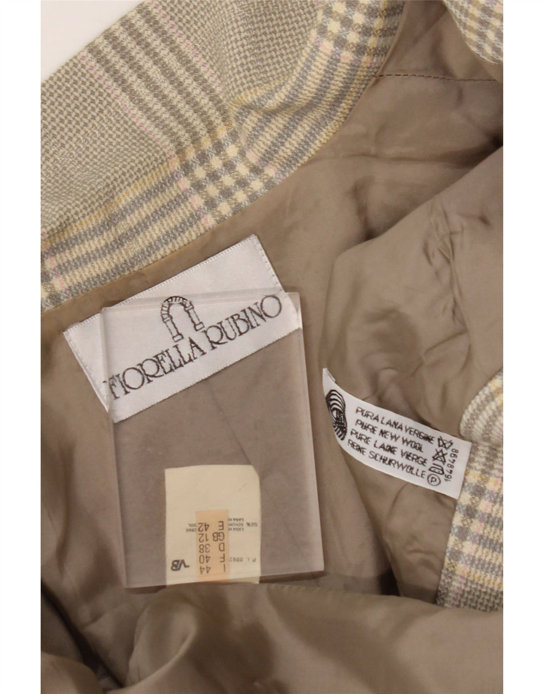 FIORELLA RUBINO Veste blazer longue pour femme UK 12 Gris moyen à carreaux