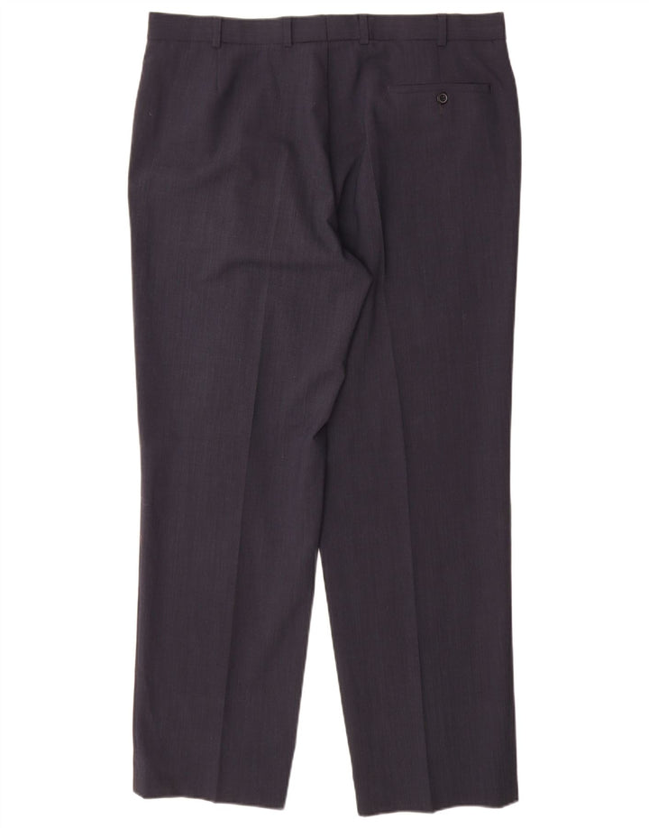 Marks & Spencer Pantalon de Costume Droit Homme W38 L31 Bleu Marine Polyester