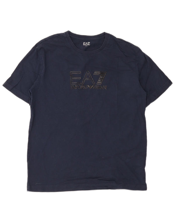 Emporio Armani Homme T-Shirt Graphique Haut Large Bleu Marine Coton