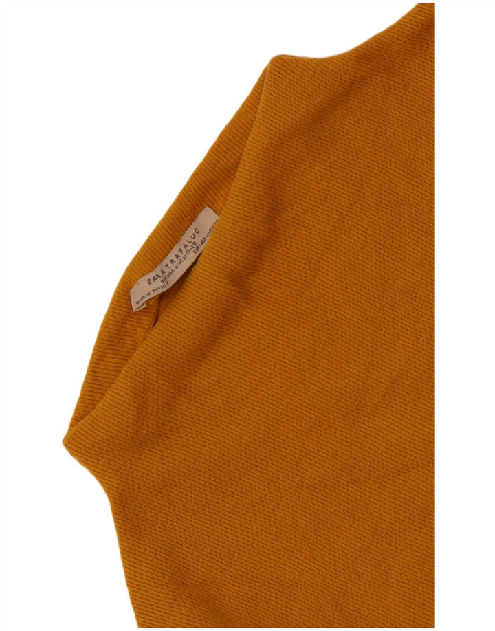 Zara Pull court à col roulé pour femme UK 12 Jaune moyen