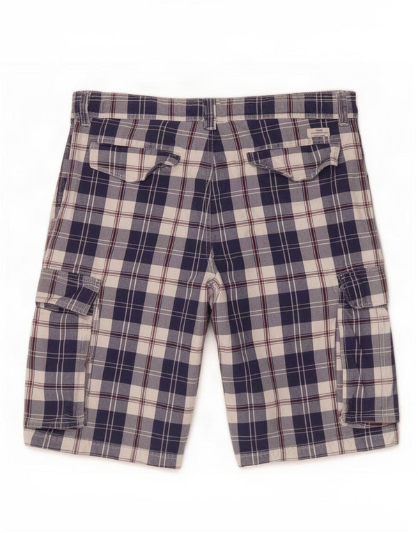 Crew Clothing Short cargo pour homme 2XL W42 Bleu marine à carreaux en coton