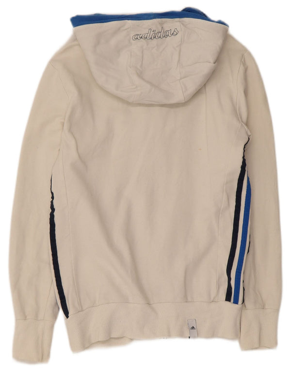 Adidas Pull à capuche zippé graphique pour femme UK 12 Blanc moyen Colourblock