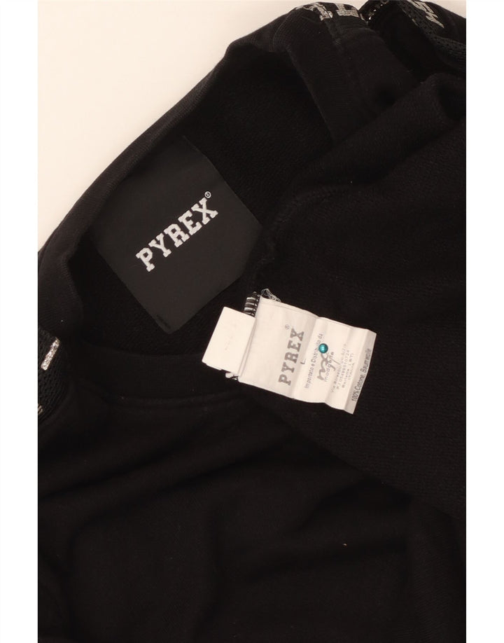 PYREX Sweat-shirt court graphique pour femme UK 16 Grand coton noir