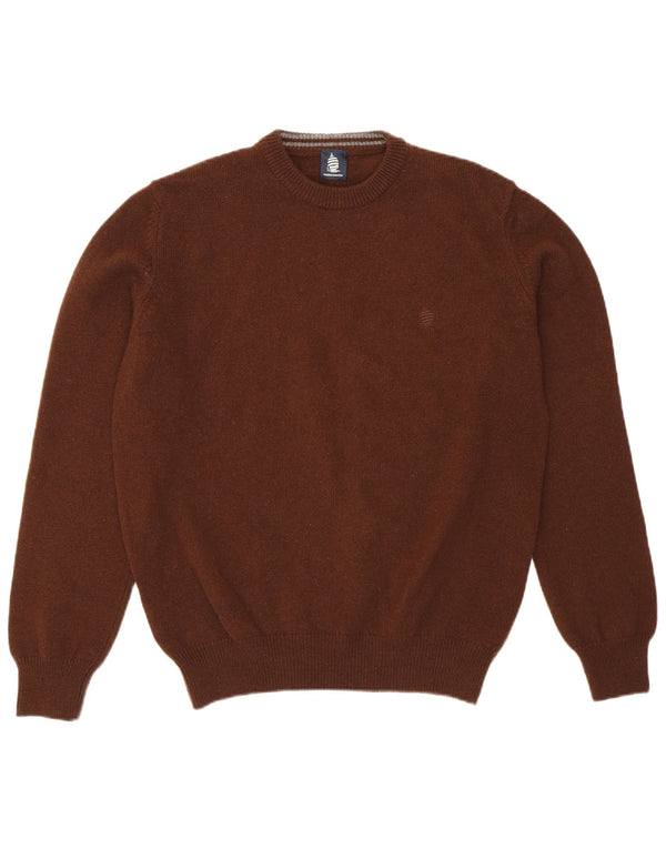 Marina Yachting Pull à col rond pour homme Petite laine vierge marron