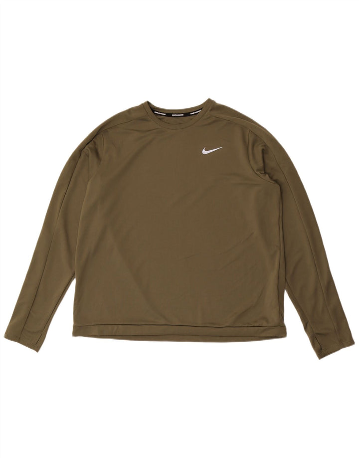 Nike Haut Dri Fit à manches longues pour homme XL Kaki Polyester