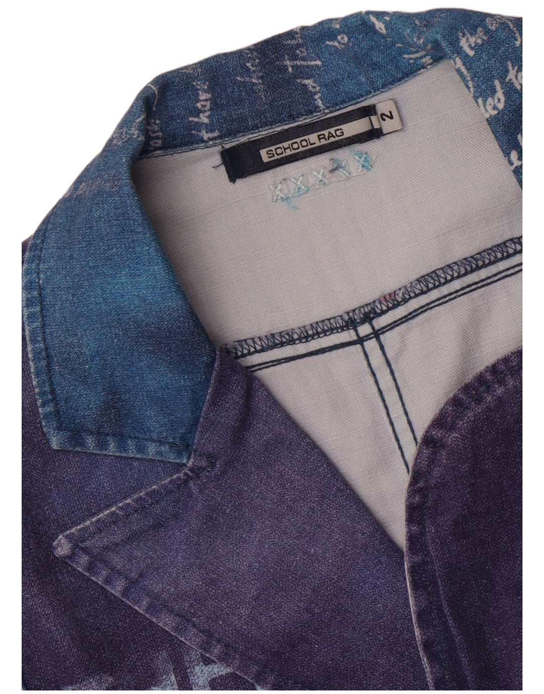 vintage Femmes 3 Bouton Graphique Blazer Veste US 2 XS Bleu Colorblock